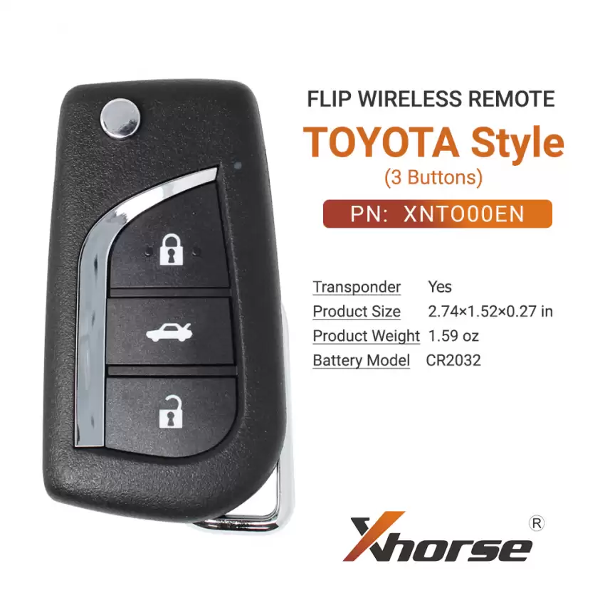 Xhorse Wireless Flip Remote Key Toyota Style 3 Buttons XNTO00EN - CR-XHS-XNTO00EN  p-3