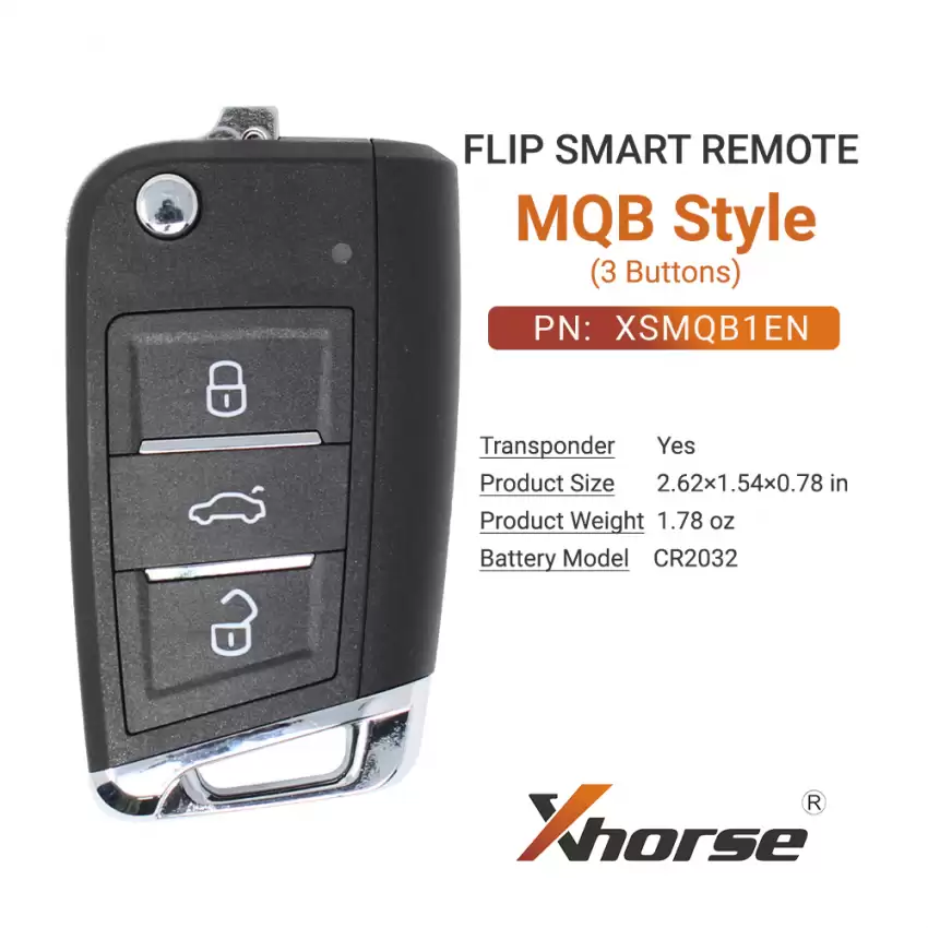 Xhorse Smart Flip Remote Key MQB Style 3 Buttons XSMQB1EN - CR-XHS-XSMQB1EN  p-2