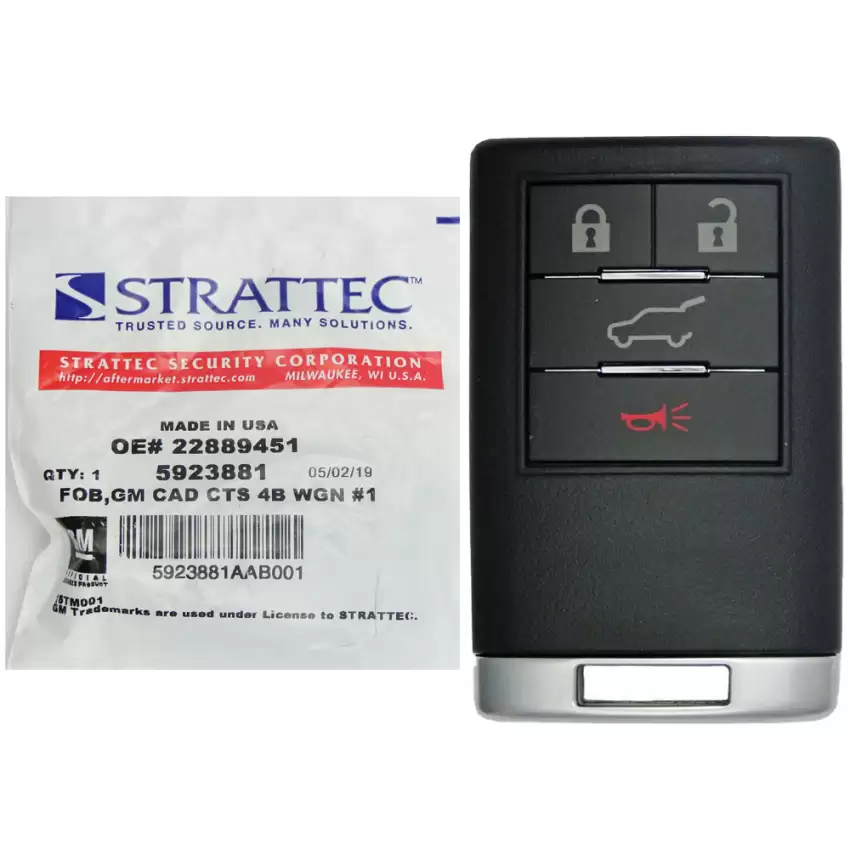 Strattec 5923881 Keyless Entry Remote Key For Cadillac 4B Driver 1