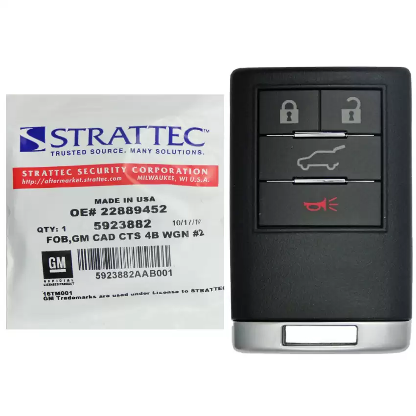 Strattec 5923882 Keyless Entry Remote 4 Button for Cadillac Driver 2