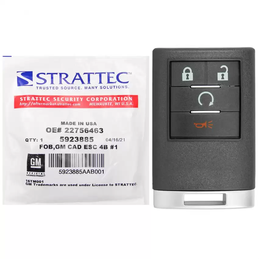 Keyless Remote Key Strattec 5923885 for 2007-2014 Cadillac Escalade 