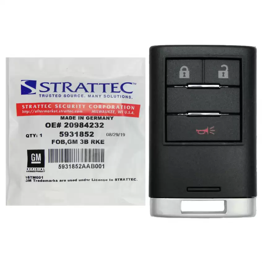 Smart Remote Key Strattec 5931852 for 2010-2015 Cadillac SRX