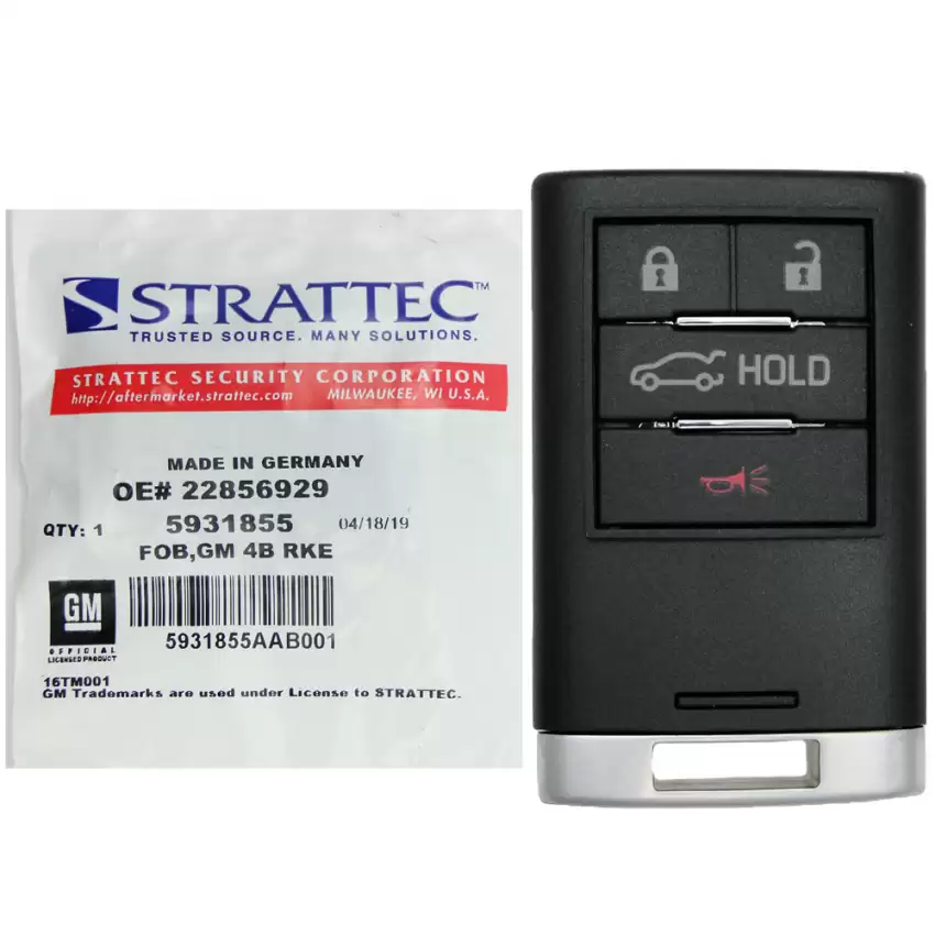 Smart Remote Key Strattec 5931855 for 2013-2014 Cadillac ATS CTS XTS