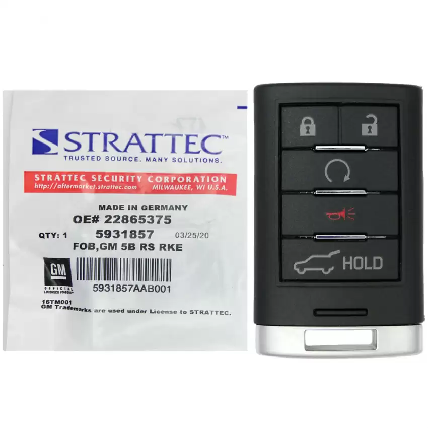 Smart Remote Key Strattec 5931857 for 2010-2015 Cadillac SRX