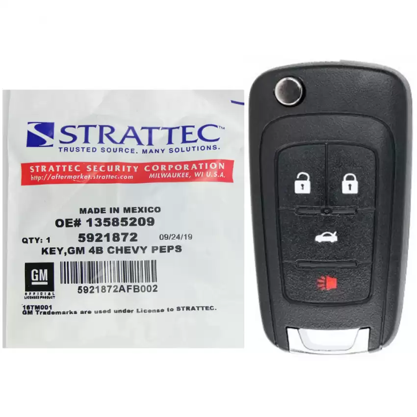 Peps Flip Proximity Remote Key Strattec 5921872 for Chevrolet 4b