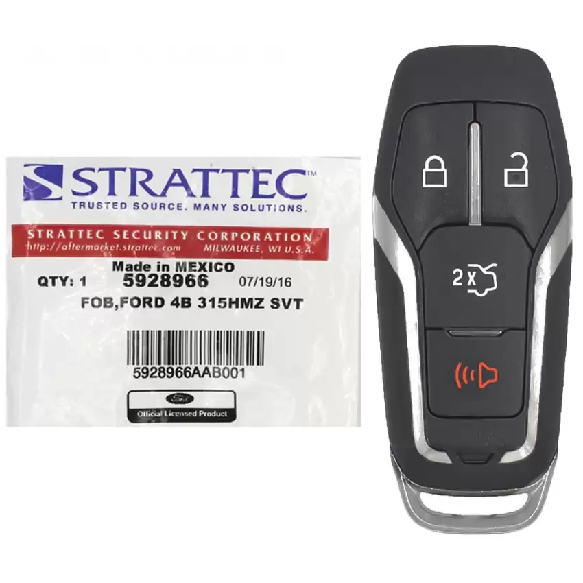Smart Remote Key Strattec 5928966 For 2015-2017 Ford Mustang