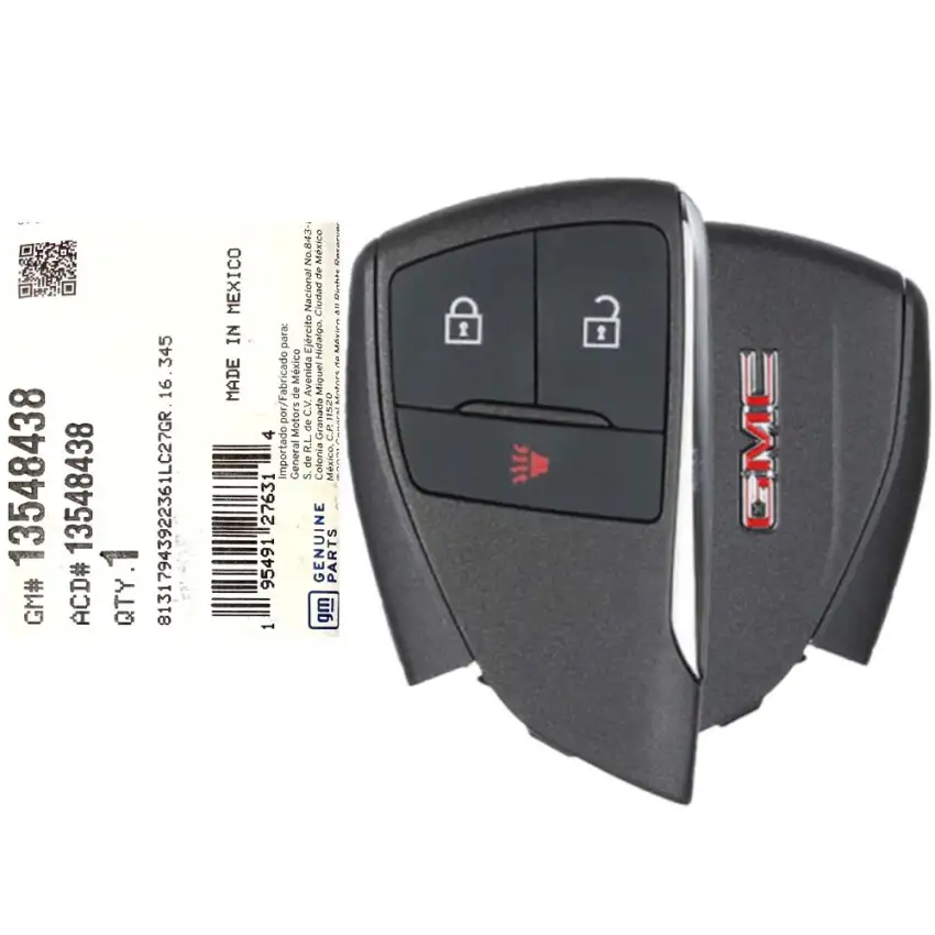 2022-2025 Chevrolet, GMC Smart Remote Key 13548438 YGOG21TB2 3 Button