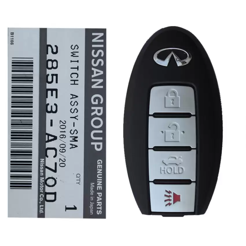 2005-2007 Infiniti G35 Smart Keyless Remote Key 4 Button 285E3-AC70D KBRTN001