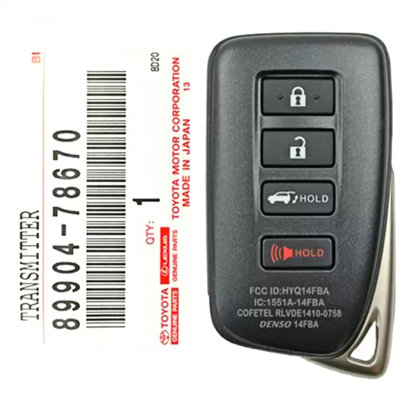 Lexus NX300 Hybrid Smart Proximity Remote 89904-78670 HYQ14FBA AG Board 2110