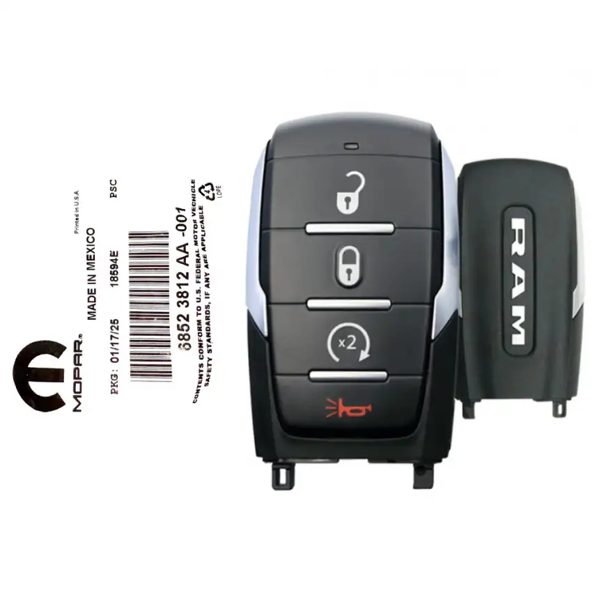 2025 RAM 1500 Smart Remote Key 68523812AA OHT-4882056 4 Button