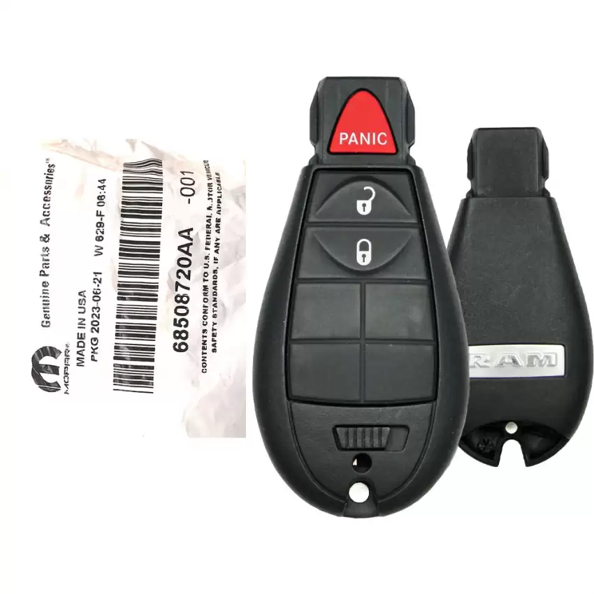 2013-2022 Dodge RAM Fobik Remote Key 56046953AG GQ4-53T Non Proximity