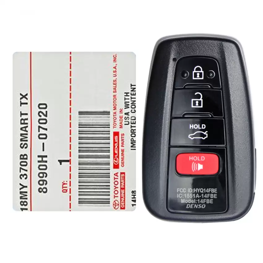 2019-20 Toyota Avalon Hybrid Smart Remote Key 8990H-07020 HYQ14FBE Blue Logo