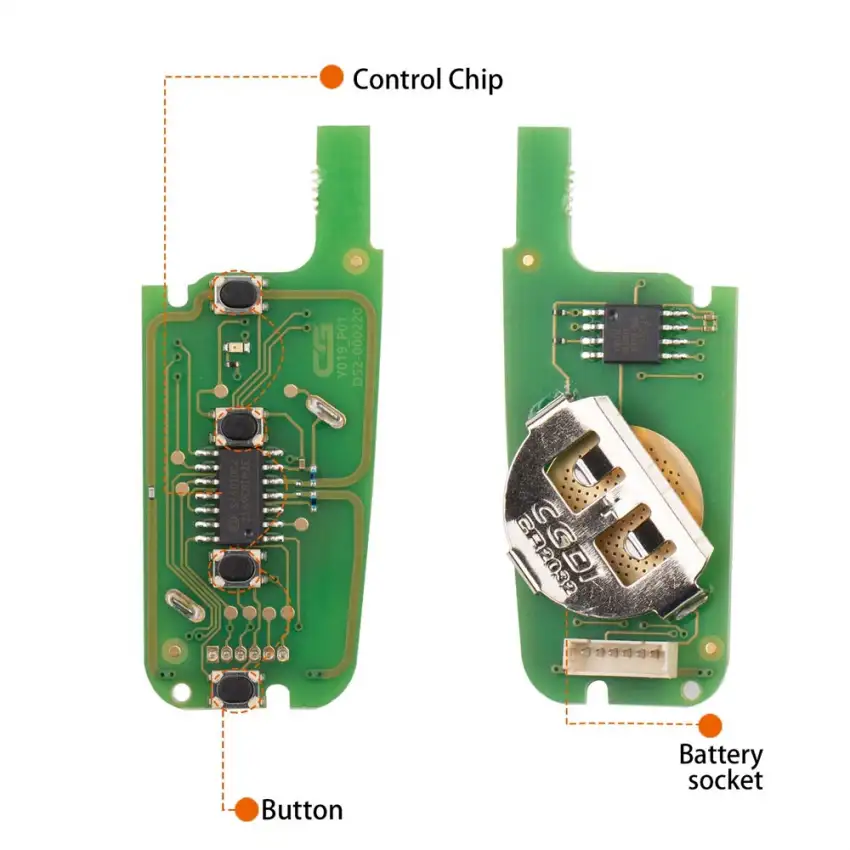 Ford-style CG Key A12-3+1 wire remote with 4 buttons. Universal remote, no chip or battery. Works with CGDI K2