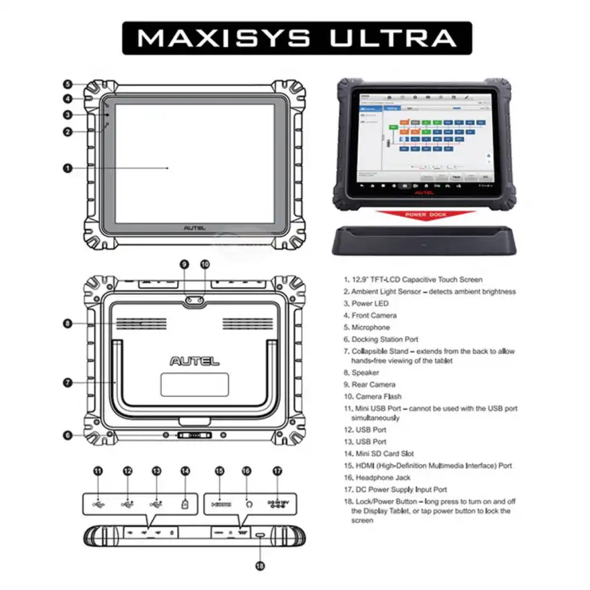 Autel MaxiSYS Ultra Automotive Diagnostic Tablet With Advanced MaxiFlash VCMI