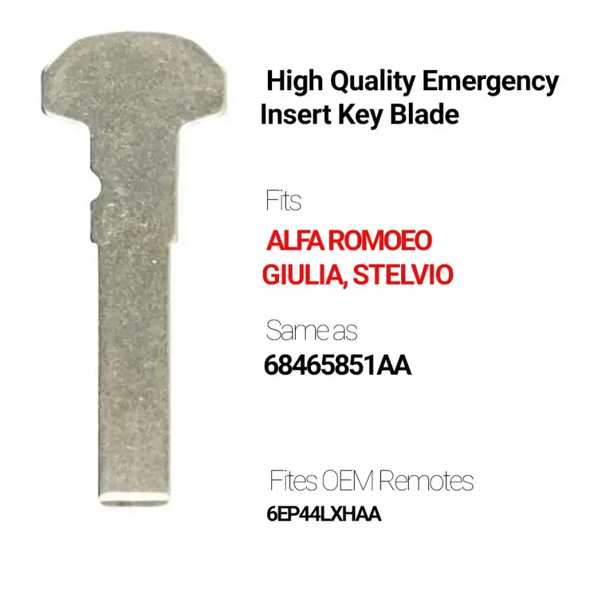  Alfa Romeo Giulia, Stelvio Insert Key Blade Similar to 68465851AA