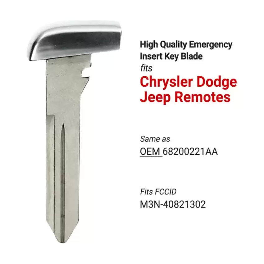 Chrysler / Dodge / Jeep Aftermarket Insert Key Blade 68200221AA Y172