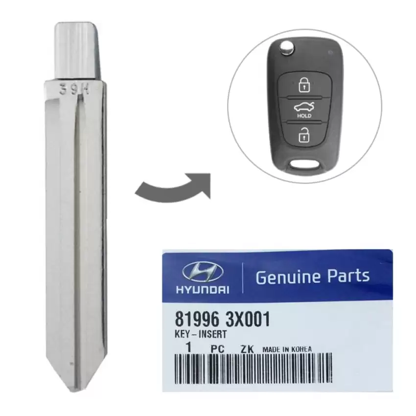 Hyundai Elantra OEM Flip Remote Key blade 81996-3X001