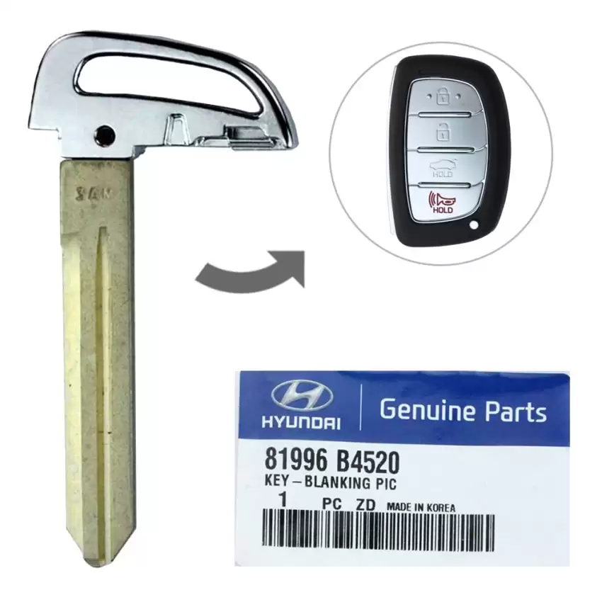 2013-2020 Hyundai Elantra OEM Emergency Insert Key Blade 81996-B4520