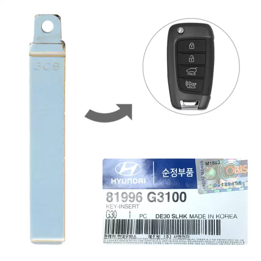 2017-2019 Hyundai Elantra GT OEM Flip Remote Key Blade 81996-G3100