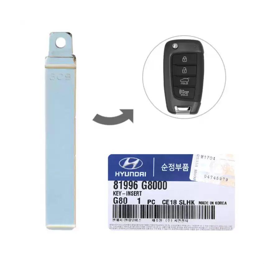 2017-2019 Hyundai Elantra GT OEM Flip Remote Key Blade 81996-G8000