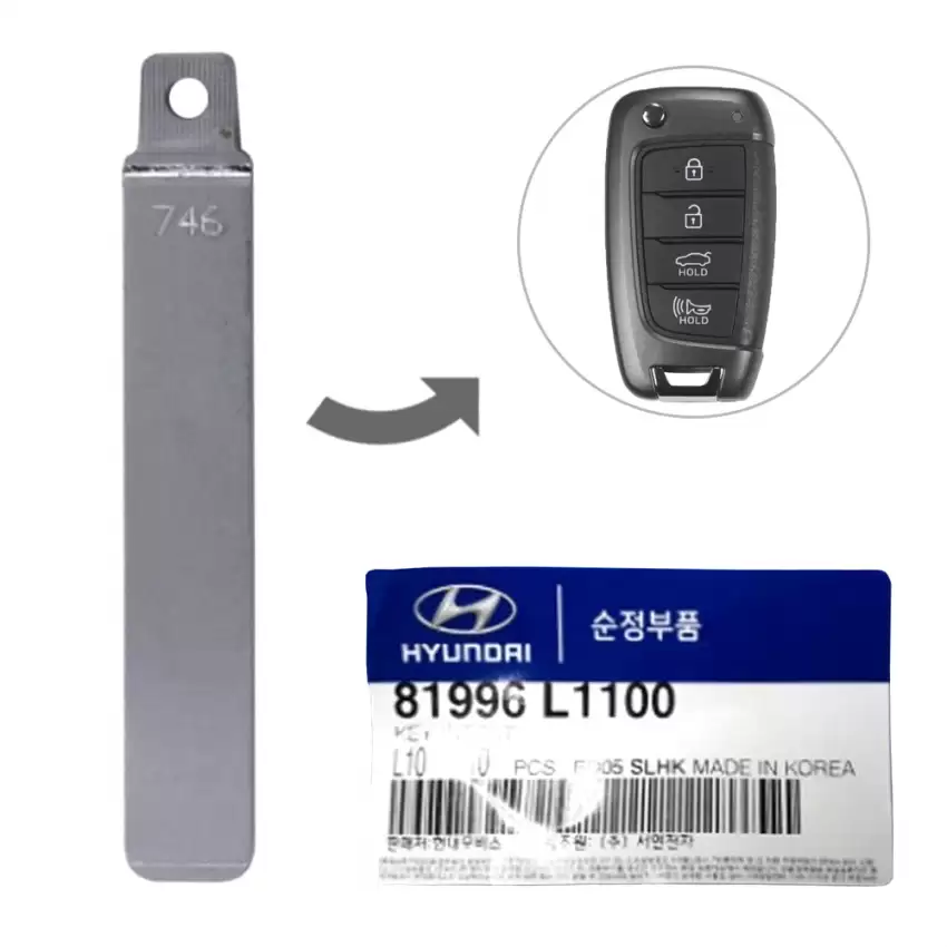 2018-2020 Hyundai Accent Sonata OEM Flip Remote Key Blade 81996-L1100 81996-H5000