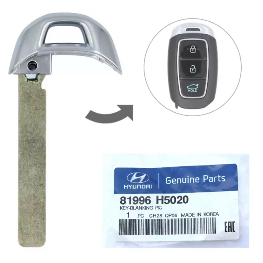 2018-2019 Hyundai Accent OEM Emergency Insert Key Blade 81996-H5020