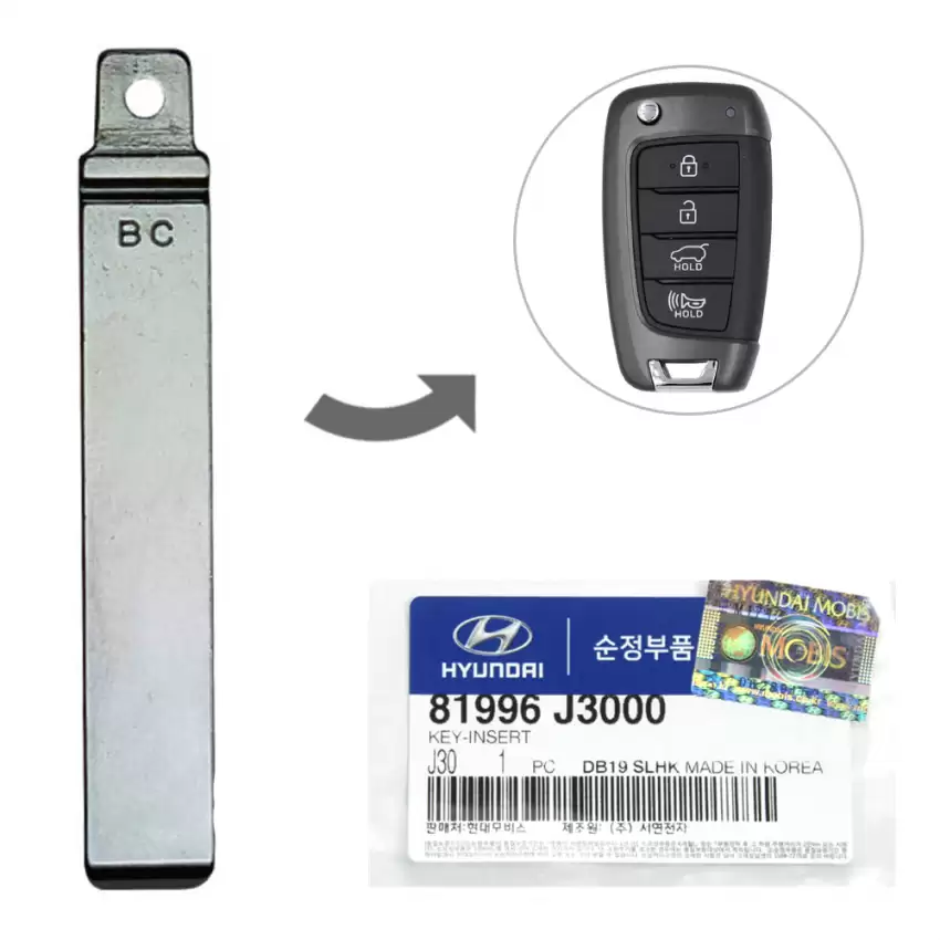 2019 Hyundai Veloster OEM Flip Remote Key Blade 81996-J3000