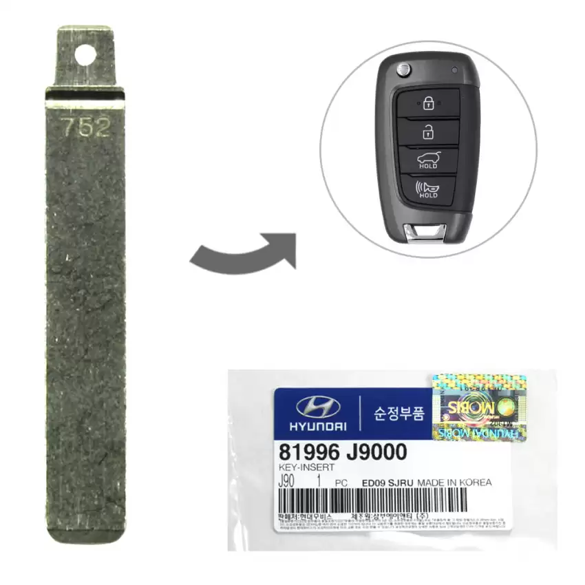 2018-2019 Hyundai Kona OEM Flip Remote Key Blade 81996-J9000