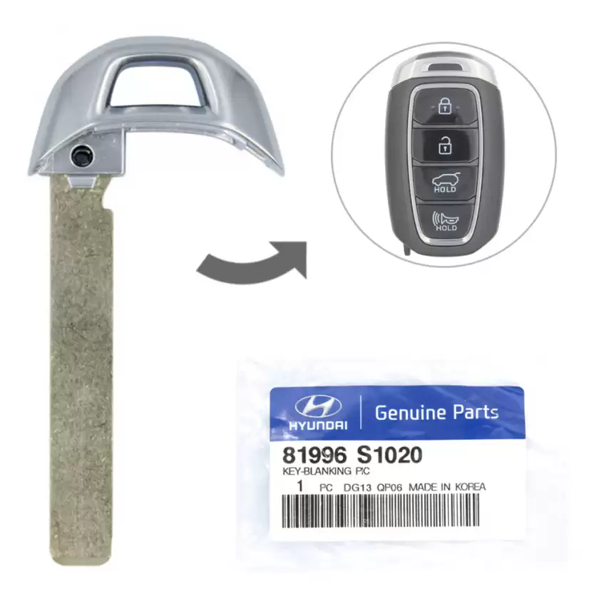 2019-2020 Hyundai Santa Fe Palisade OEM Emergency Insert Key Blade 81996-S1020