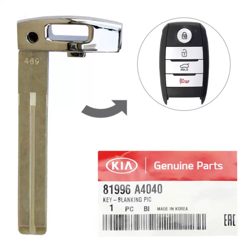 2013-2019 KIA Sedona Sportage Sorento Optima OEM Emergency Insert Key Blade 81996-A4040