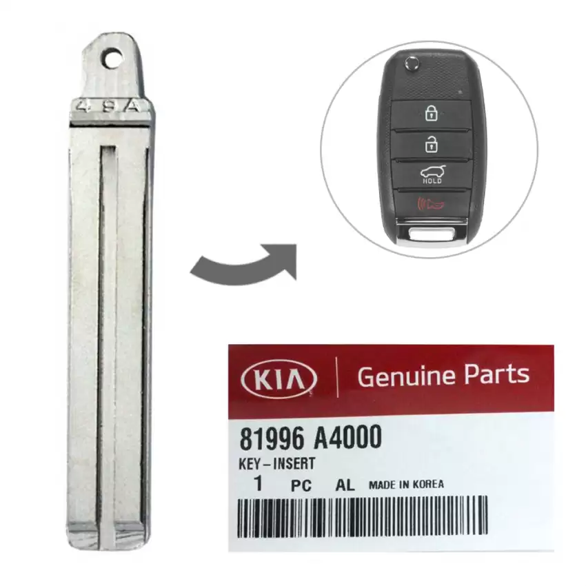 2014-2017 KIA Optima Sportage Soul OEM Flip Remote Key Blade 81996-A4000
