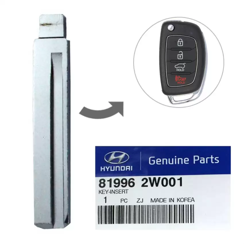 2013-2016 Hyundai Santa Fe OEM Flip Remote Key Blade 81996-2W001