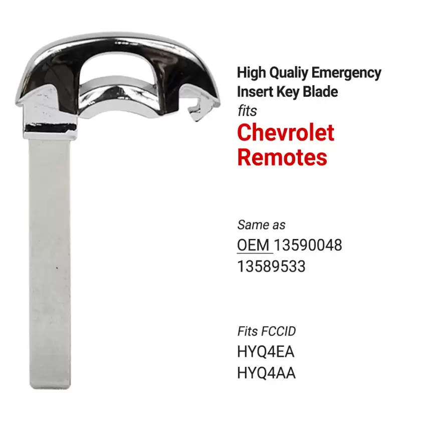 Chevrolet Aftermarket Insert Key Blade 13590048 13589533 HU100