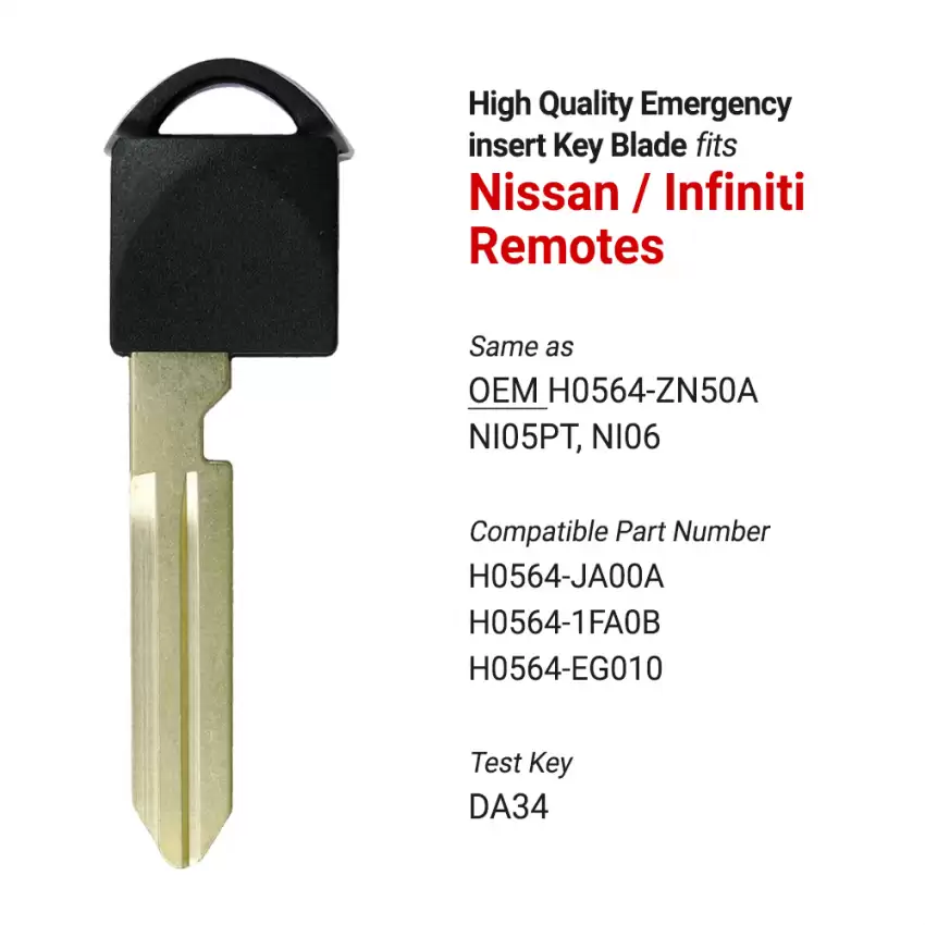 Nissan Infiniti Aftermarket Black Head Insert Key Blade  