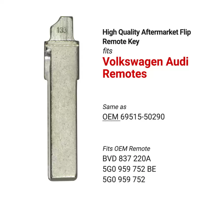 Volkswagen Audi HU66 Aftermarket Flip Remote Key Blade 