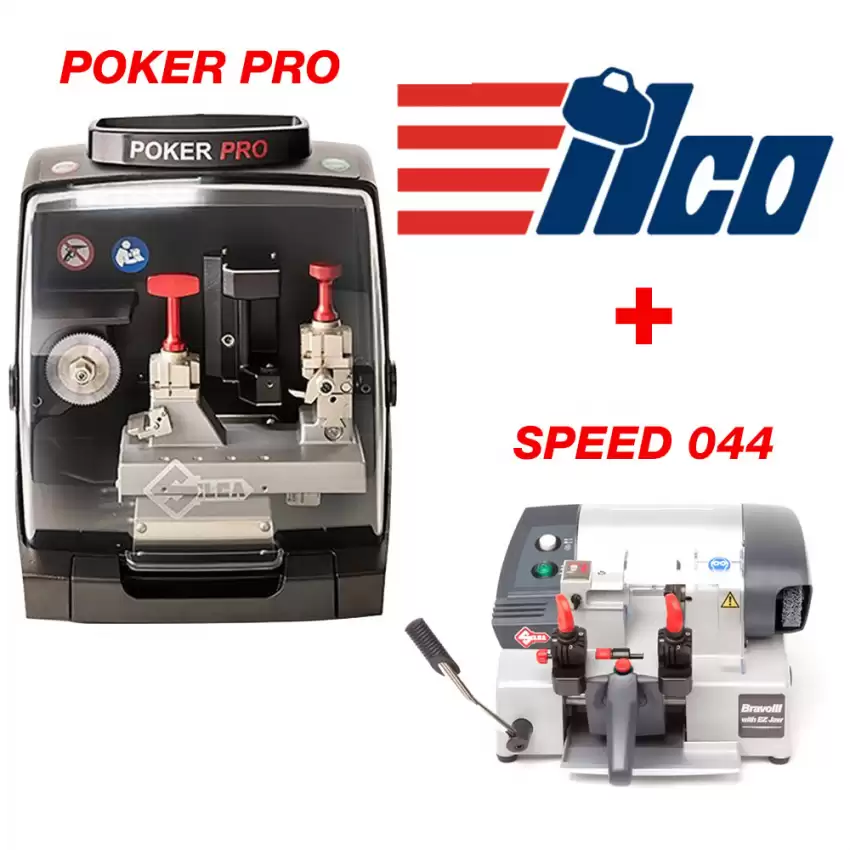 Bundle of ILCO SILCA Poker Pro Automatic Key Cutting Machine and Speed 044 Semi Automatic Key Machine Duplicator