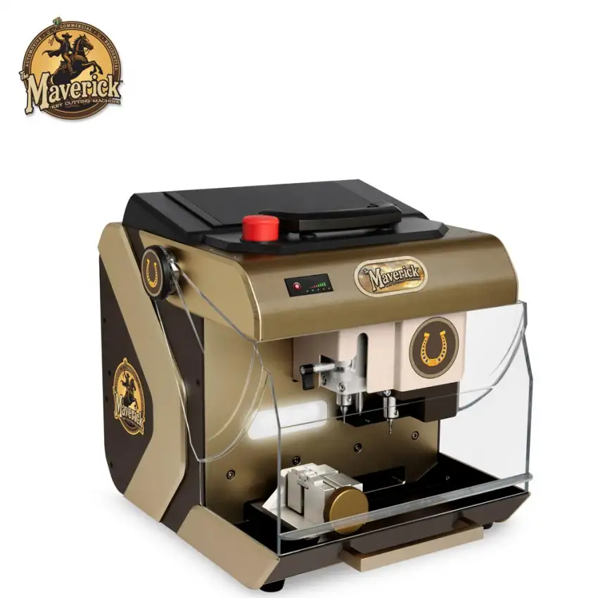 The Maverick™ is an affordable, fully automatic key cutting machine for locksmiths seeking a reliable backup or entry-level solution. Decodes, originates, and duplicates most key types with lifetime updates and U.S.-based support