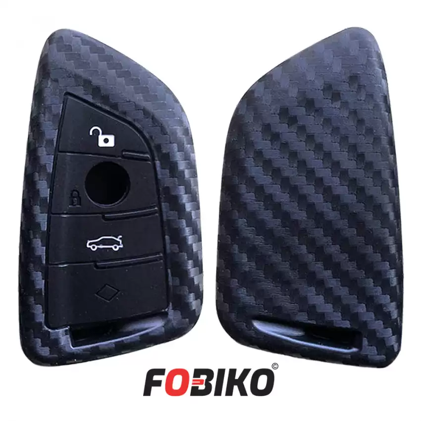 Protect your BMW CAS4 FEM BDC Smart Remote with our carbon fiber style black silicon cover Our 3 button cover provides protection from scratches and damage, while also adding a sleek and stylish look to your keychain.