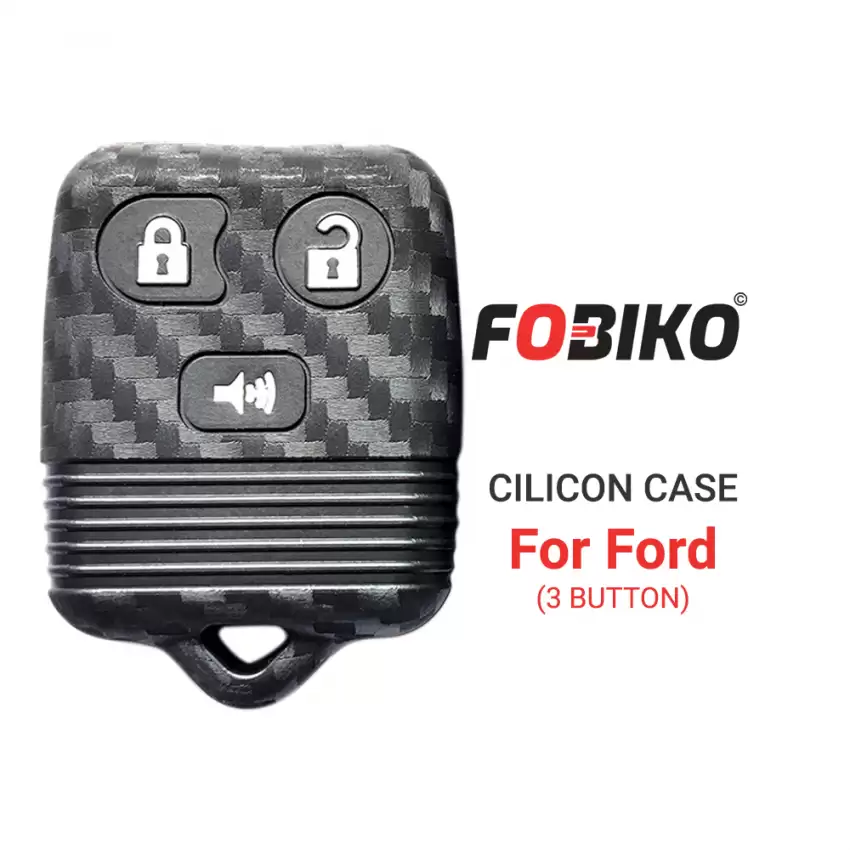 Silicon Cover for Ford Remote Key 3 Button Carbon Fiber Style Black