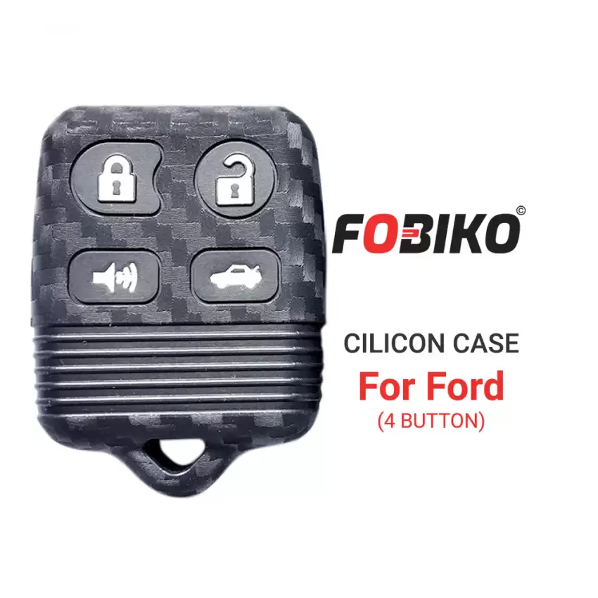 Silicon Cover for Ford Remote Key 4 Button Carbon Fiber Style Black
