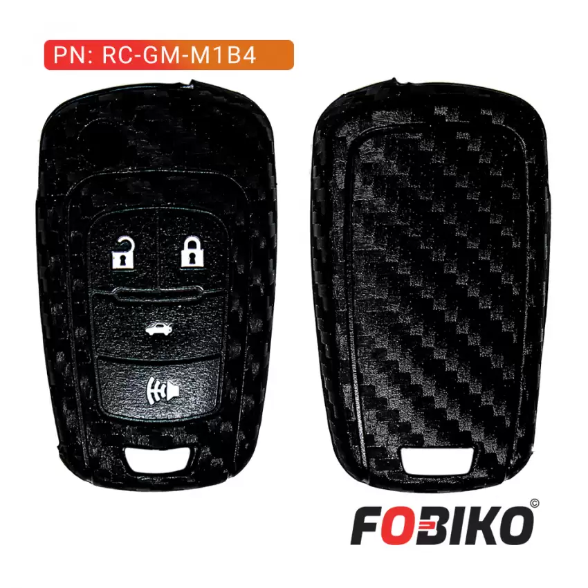 Protect your GM Flip Remote Key with our carbon fiber style black silicon cover Our 4 button cover provides protection from scratches and damage, while also adding a sleek and stylish look to your keychain.