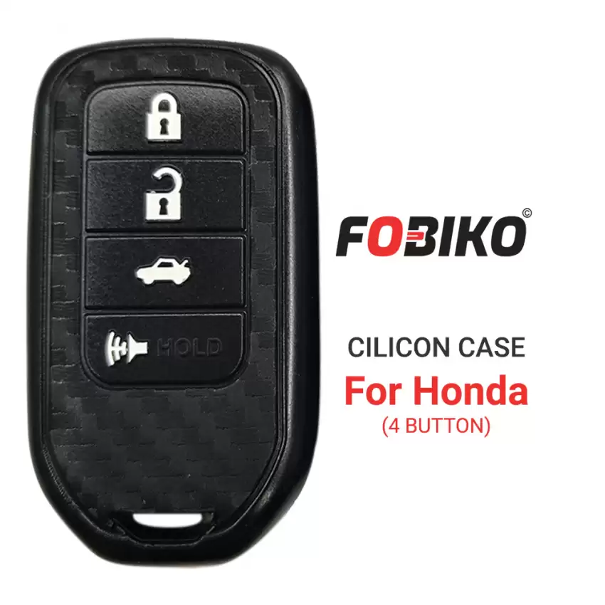 Silicon Cover for Honda Smart Remote Key 4 Button Carbon Fiber Style Black