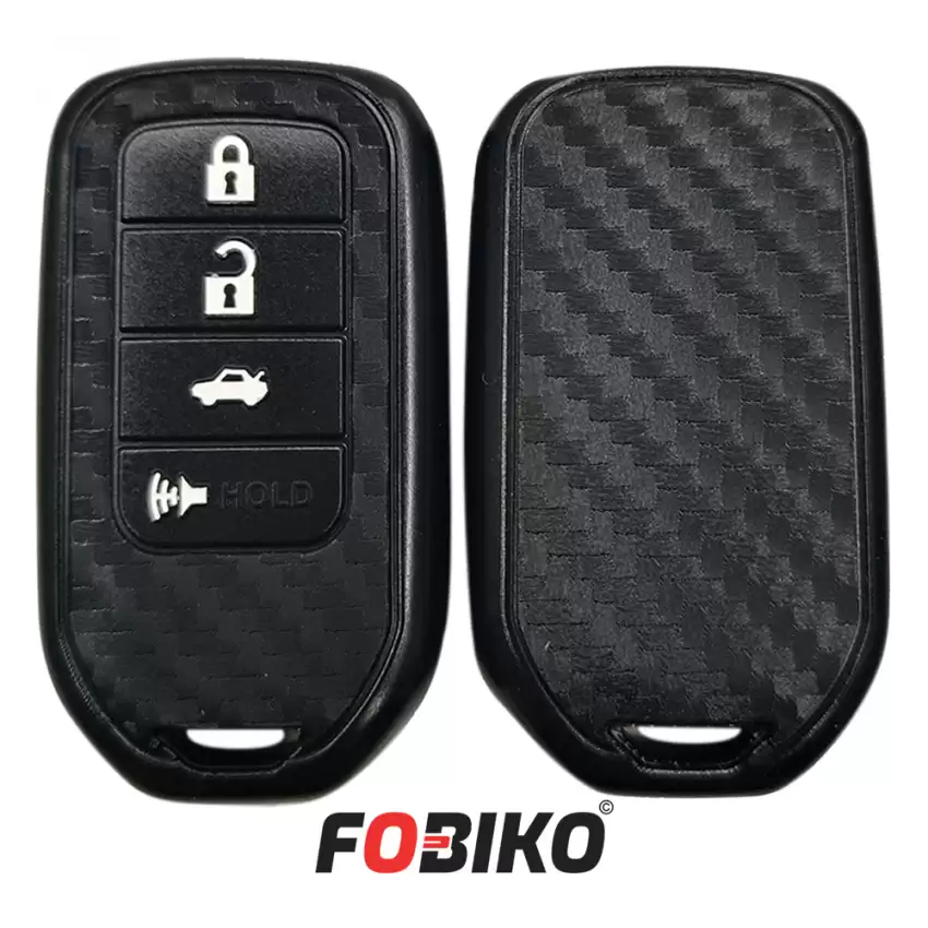 Protect your Honda Smart Remote with our carbon fiber style black silicon cover Our 4 button cover provides protection from scratches and damage, while also adding a sleek and stylish look to your keychain.