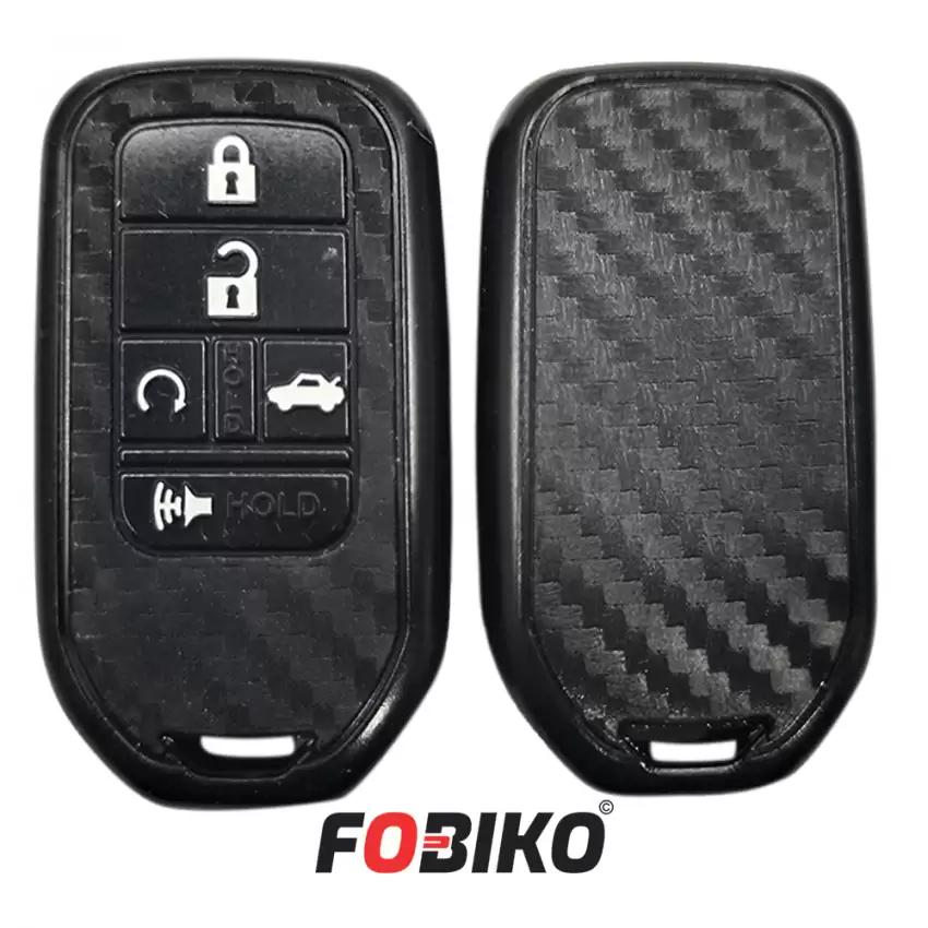 Protect your Honda Smart Remote with our carbon fiber style black silicon cover Our 5 button cover provides protection from scratches and damage, while also adding a sleek and stylish look to your keychain.