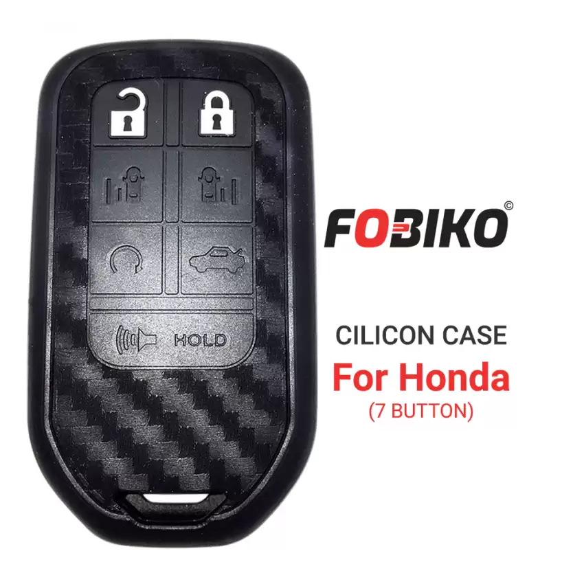 Silicon Cover for Honda Odyssey Smart Remote Key 7 Button Carbon Fiber Style Black