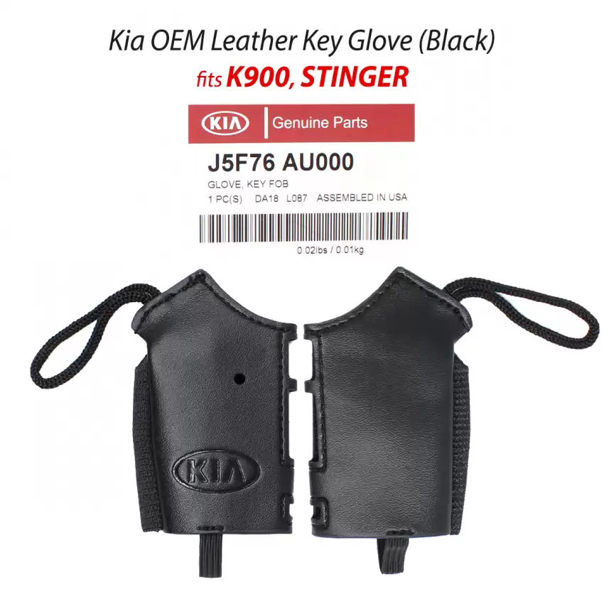 OEM New Genuine Kia K900 Stinger Black Leather Smart Key FOB Glove Cover J5F76-AU000