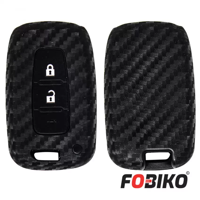 Protect your Kia Smart Remote Key with Trunk with our carbon fiber style black silicon cover Our 3 button cover provides protection from scratches and damage, while also adding a sleek and stylish look to your keychain.