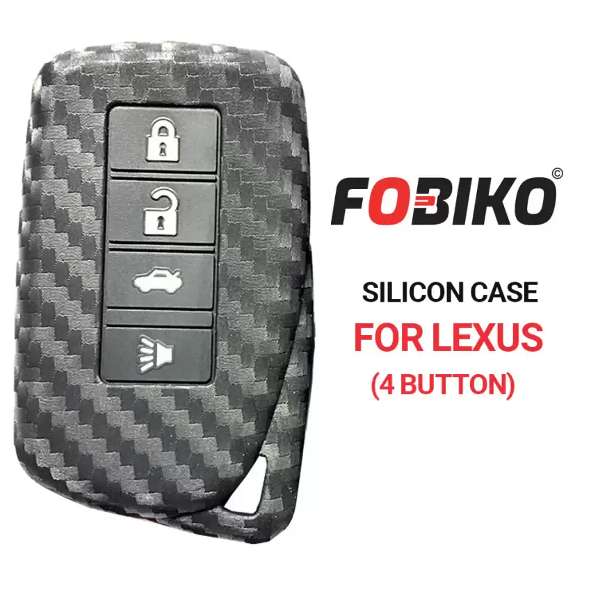 Silicon Cover for Lexus Smart Remote Key 4 Button Carbon Fiber Style Black