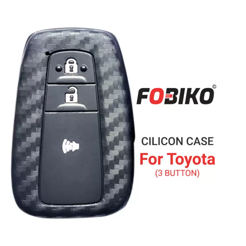 Silicon Cover for Toyota Smart Remote Key 3 Button Carbon Fiber Style Black