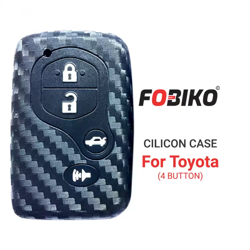 Silicon Cover for 2007-2013 Toyota Smart Remote Key 4 Button Carbon Fiber Style Black